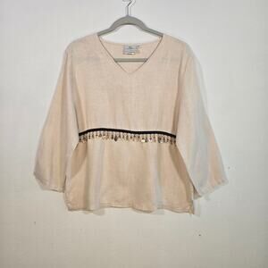 Hot Cotton By Marc Ware Women's Linen Boho Style Top. Size Medium